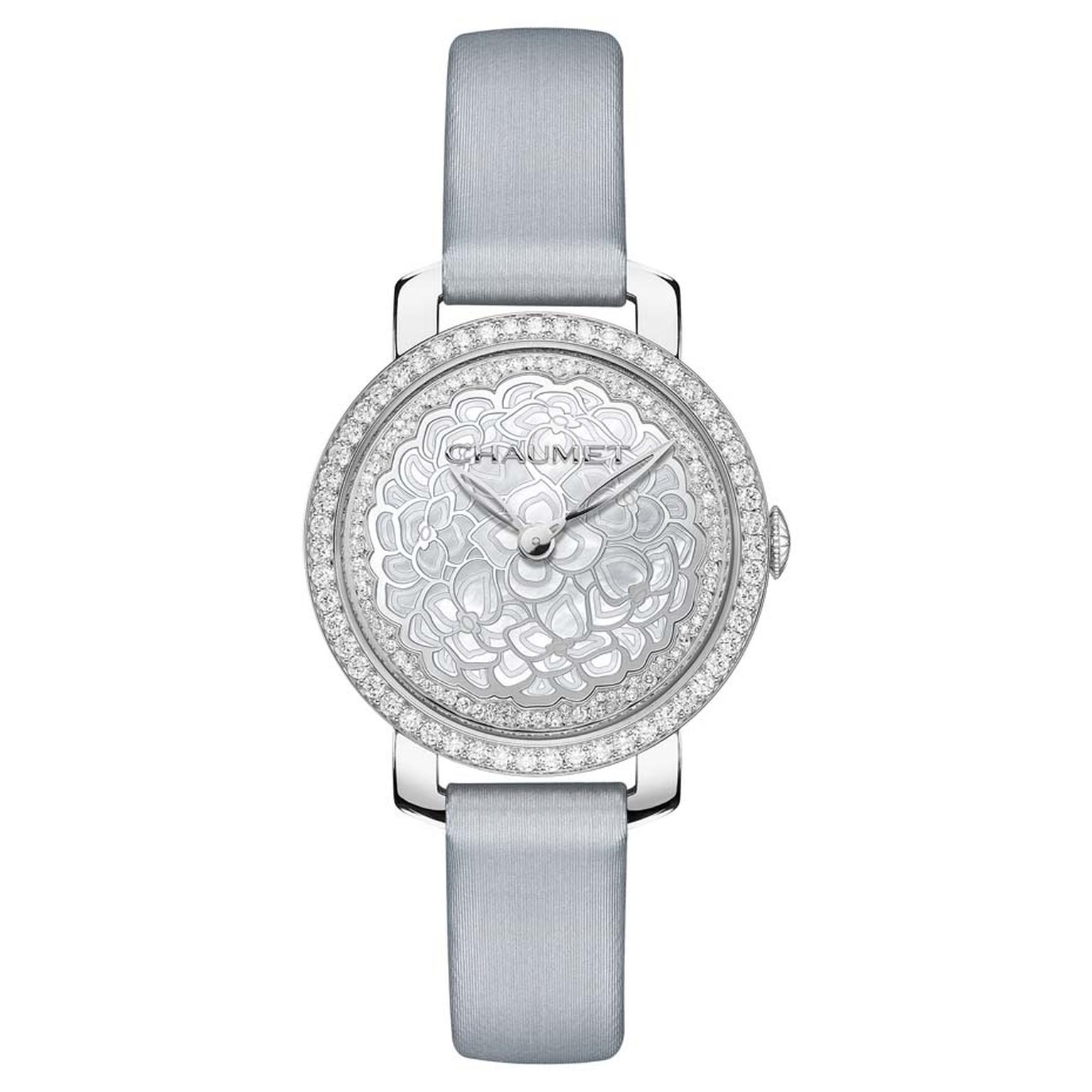 Hortensia watch with diamonds and light blue strap | Chaumet | The